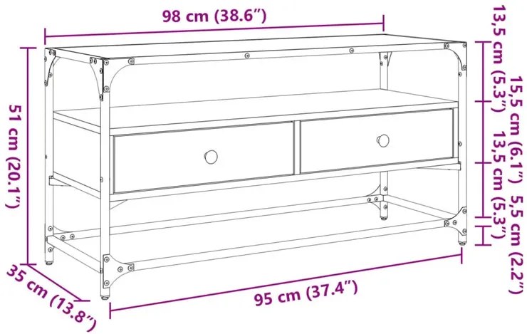 Minimalistyczna szafka pod TV przydymiony dąb - Gamer 3X