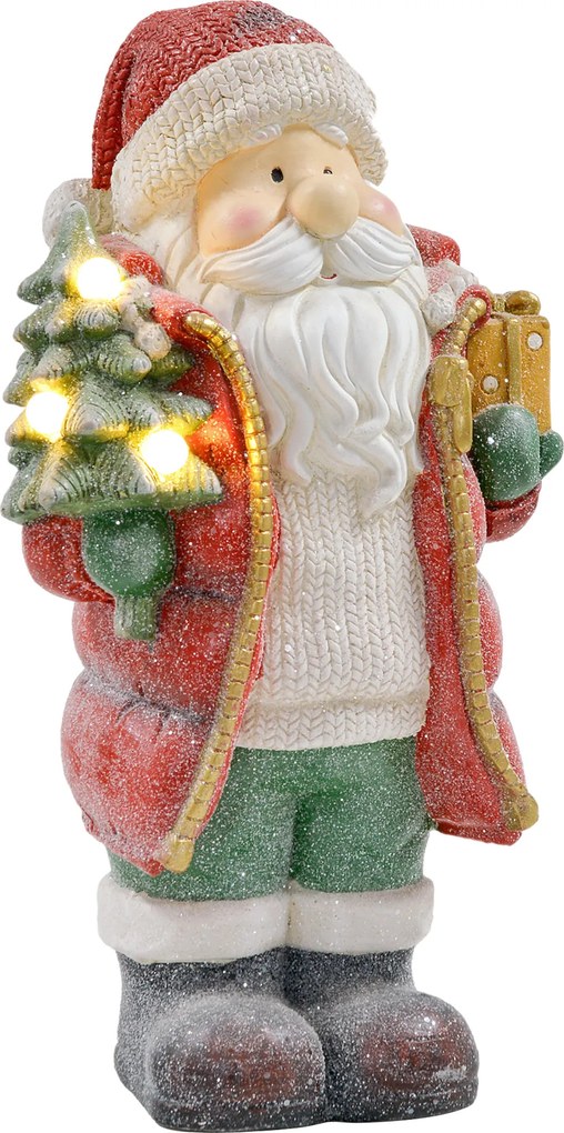 HOMCOM Figurka świąteczna z choinką i prezentem, 3 ciepłobiałe LEDy, na baterie, 50 cm | Aosom PL