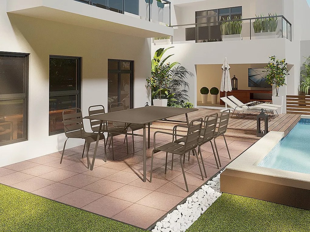 Zestaw 2 foteli ogrodowych sztaplowanych z metalu - Taupe - MIRMANDE marki MYLIA