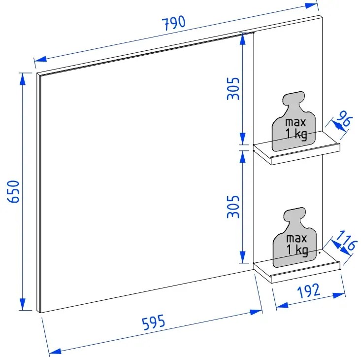 Lustro łazienkowe L-WOOD 79 cm antracyt KROFAM