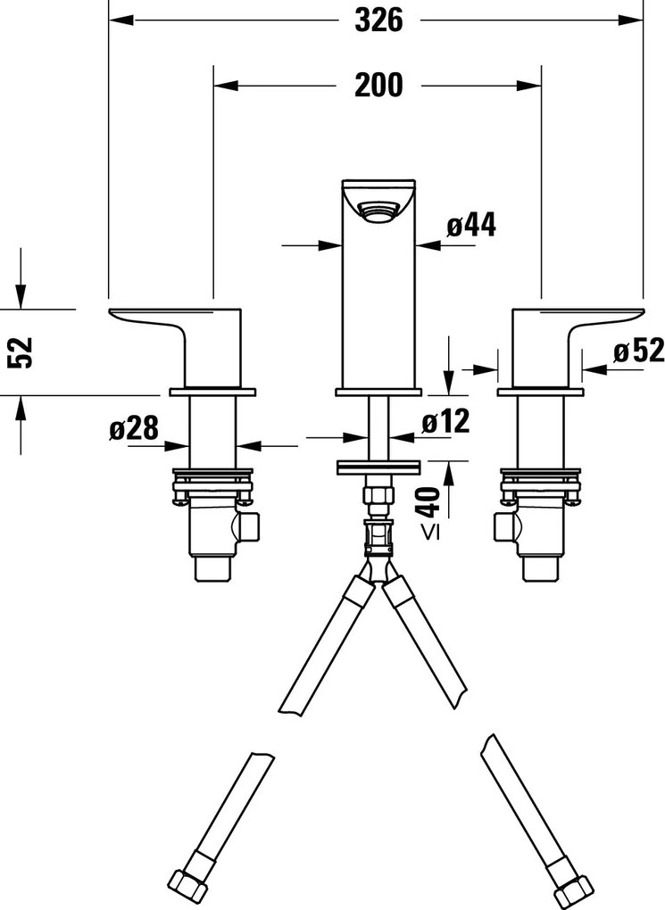 Duravit Wave 3-otworowa bateria umywalkowa