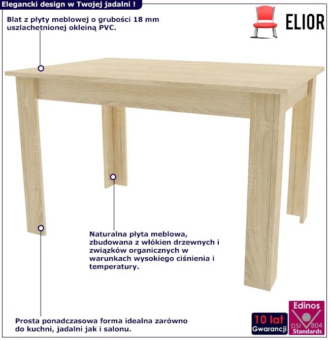 Prostokątny stół do jadalni skandynawskiej dąb sonoma L7-Z48