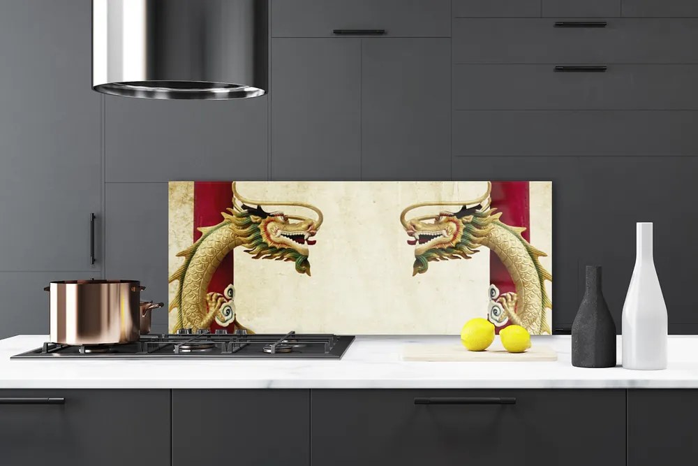 Panel Szklany do Kuchni Majestatyczny Smok W Chmurach