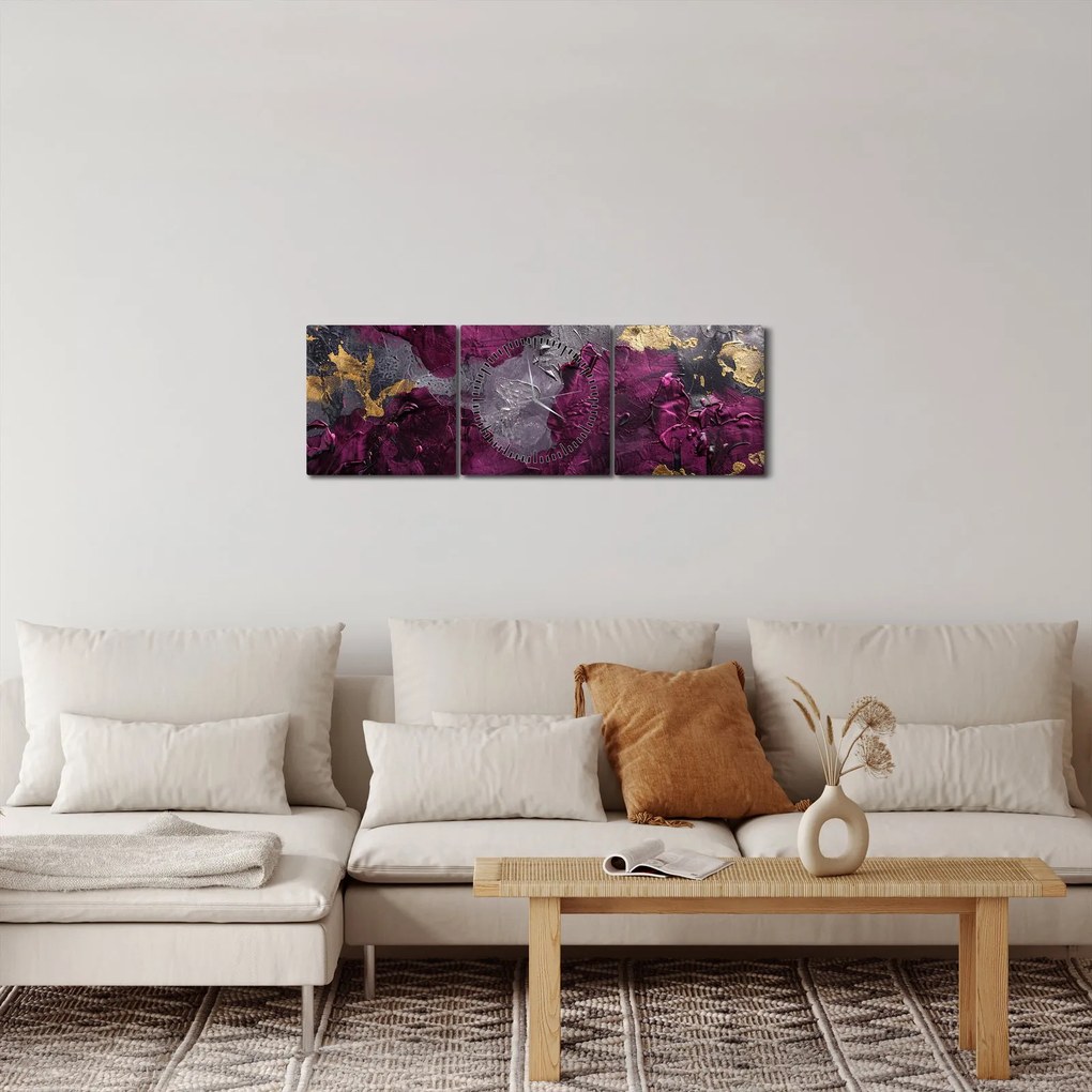 Obraz - Teksturowanie abstrakcji (z zegarem) (90x30 cm)