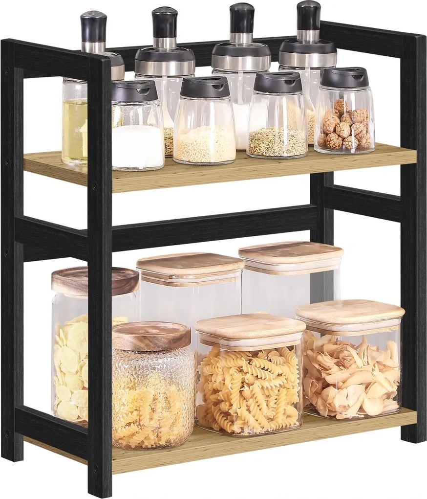 Półka na stół NORDEKO 41x41 cm, czarna / dąb artisan