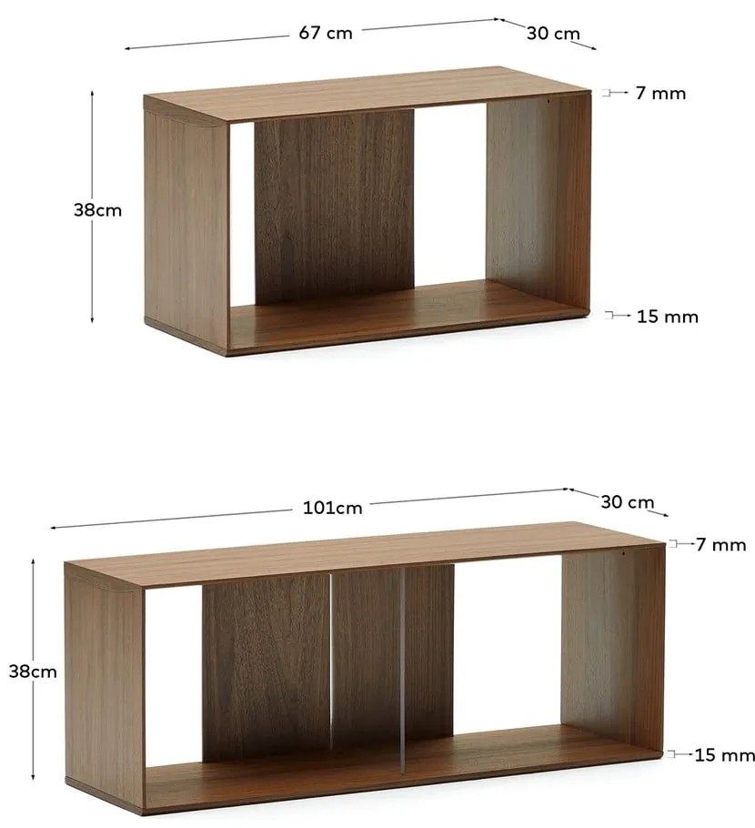 Brązowy modułowy system półek w dekorze orzecha 4 szt. 168x76 cm Litto – Kave Home