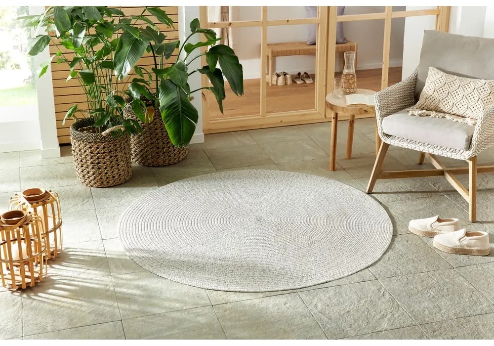 Białobeżowy okrągły dywan odpowiedni na zewnątrz ø 150 cm – NORTHRUGS