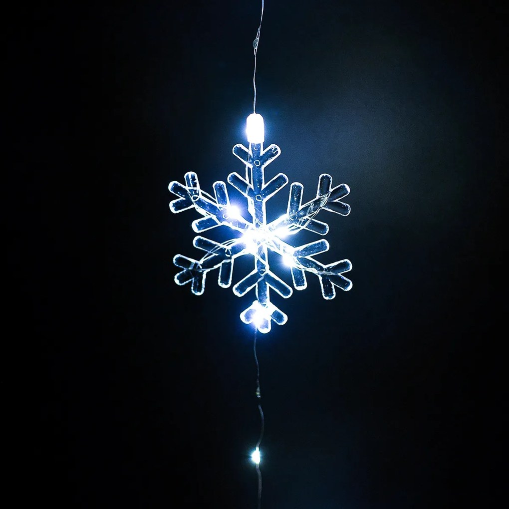 Kurtyna świetlna zewnętrzna Snowflakes, 120x120 cm, LED, zimna biała timer, 8 funkcji, na baterie, 120 cm