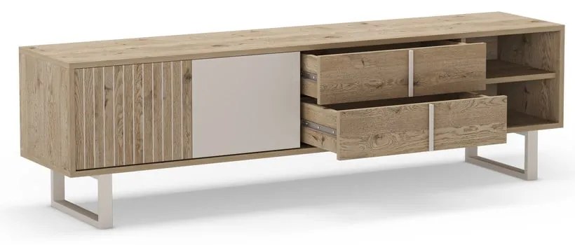 Szara szafka pod TV w dekorze dębu 180x51,5 cm Millay – Marckeric