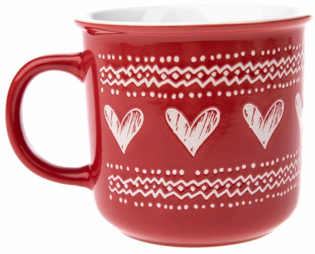 Świąteczny kubek ceramiczny Christmas heart II czerwony, 450 ml