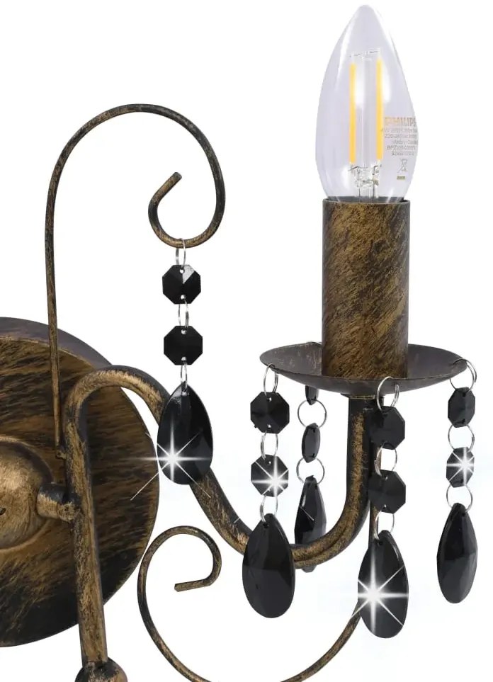 Czarny świecznikowy kinkiet z kryształkami G7-N52