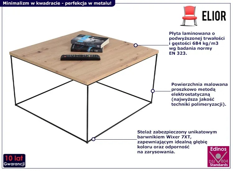 Industrialny stolik kawowy dąb artisan Wotto 3X