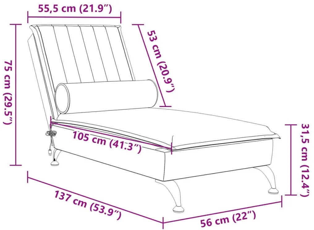 Ciemnoszary masujący szezlong Mako 4X