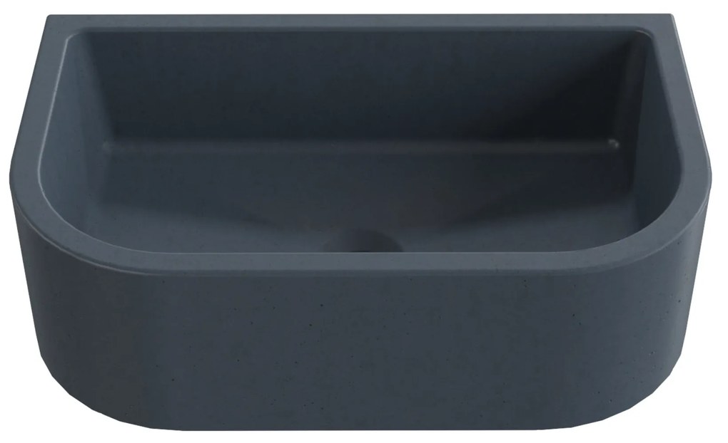 Umywalka betonowa półokrągła wisząca / nablatowa bez otworu na baterię 49 x 30 cm PALANGA | różne kolory : Kolor - Grafitowy, Typ montażu - podwieszana