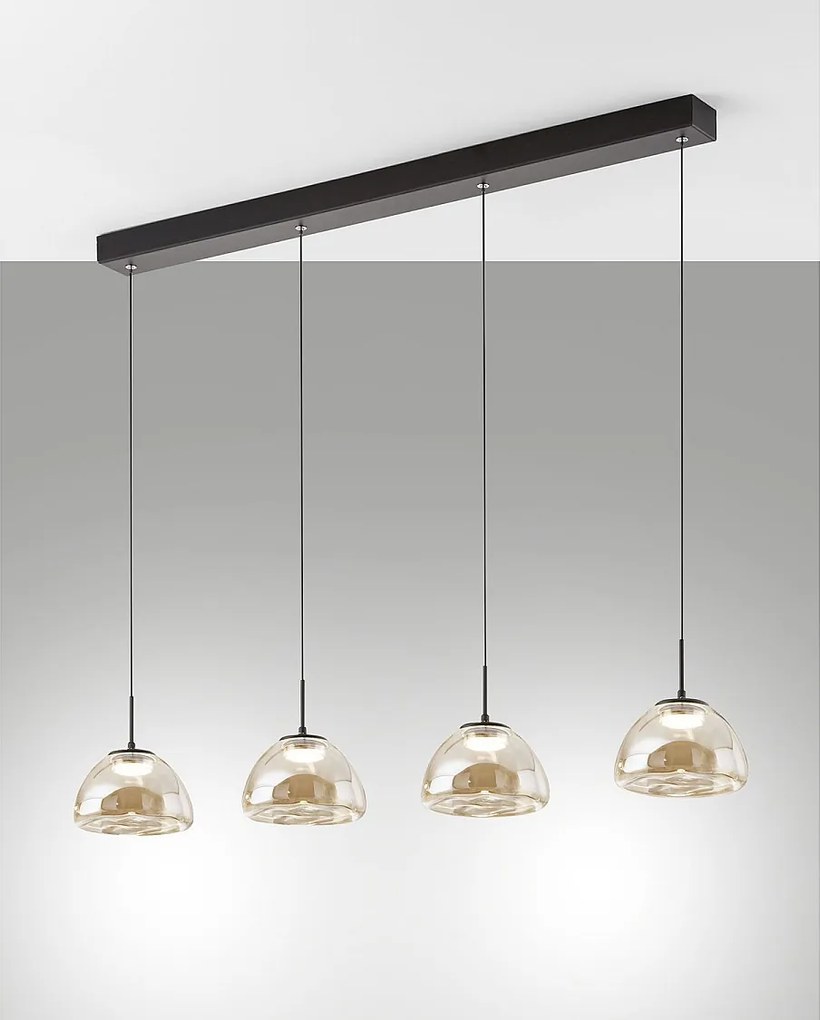 Lampa wisząca Lucille Cognac 28 W LED CCT 2700 K-4000 K, konstrukcja z metalu i szkła borokrzemianowego, płynnie ściemnialna - 87 x 6 x 200 cm