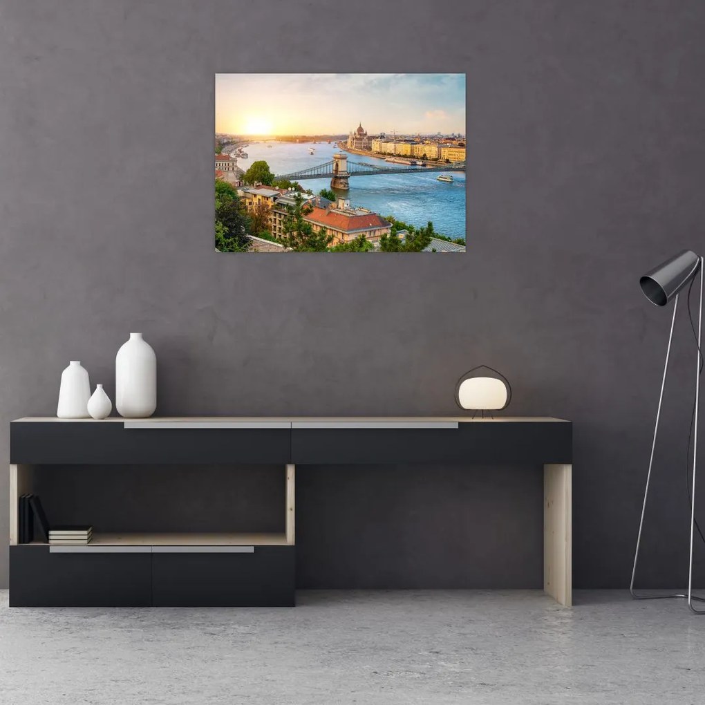 Obraz miasta Budapeszt z rzeką (70x50 cm)