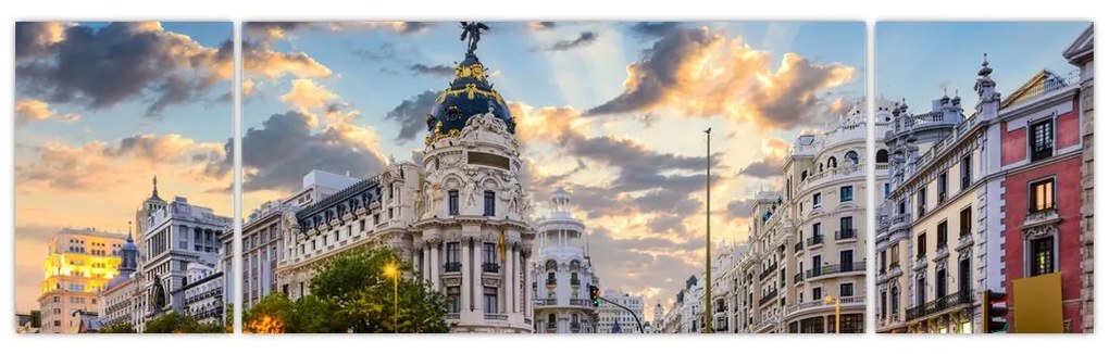 Obraz - Calle Gran Vía, Madryt, Hiszpania (170x50 cm)