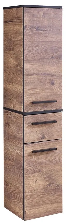Brązowa niska szafka łazienkowa w dekorze dębu 30x72 cm Set 374 – Pelipal