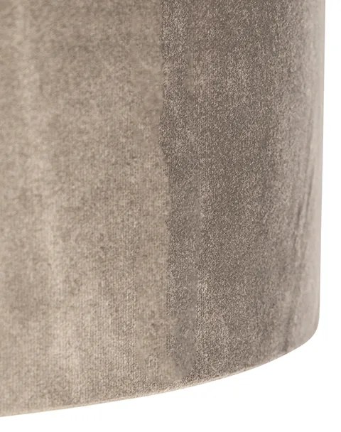 Lampa wisząca czarna z abażurem z weluru w kolorze taupe ze złotem 35 cm - BlitzWiejski/ Rustykalny / Vintage Oswietlenie wewnetrzne