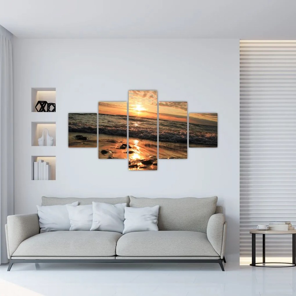 Obraz - Zachód słońca nad oceanem (125x70 cm)