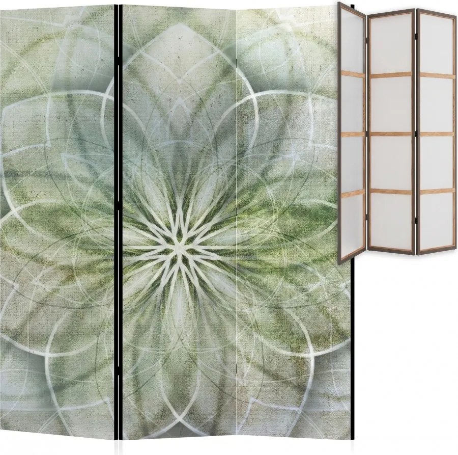 Parawan pokojowy 3-częściowy 135x172 Jednostronny dekoracyjny boho zen Szary Zielona Mandala Życia