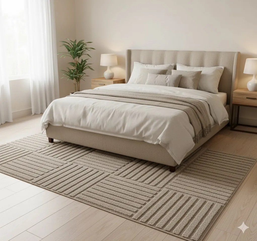 Dywan nowoczesny Art 3D Kwadraty beżowy 140 cm x 200 cm