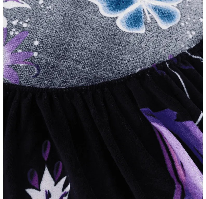 PrzytulneMieszkanie.pl Prześcieradło z mikropluszu VIOLET BUTTERFLY 160x200 cm ciemnoniebieskie