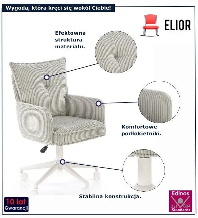 Tapicerowany fotel obrotowy popiel C8-A47