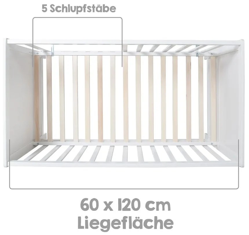 Białe łóżeczko dostawne 60x120 cm Hamburg – Roba