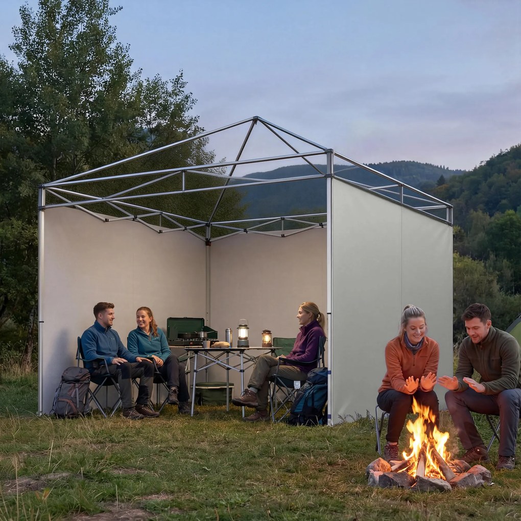 Outsunny 3-częściowy zestaw bocznych ścian z zamkiem błyskawicznym do pawilonu 3x3 m, jasnoszary | Aosom PL