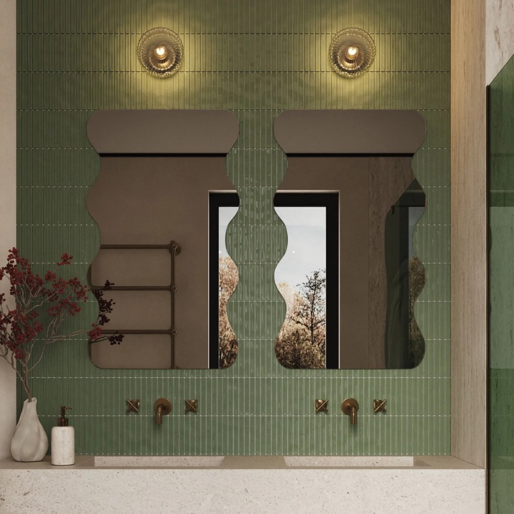 Lustro dekoracyjne oszlifowane bez podświetlenia WAVE Duo | Różne rozmiary | Różne kolory : Kolor tafli szkła - Grafit, Rozmiar - 60 x 120 cm