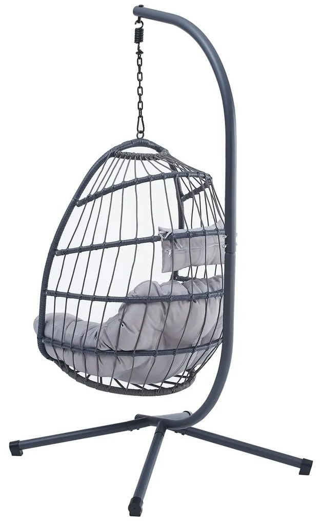 Fotel wiszący Autronic, metal, polirattan, szary,AZ-V 1269GREY
