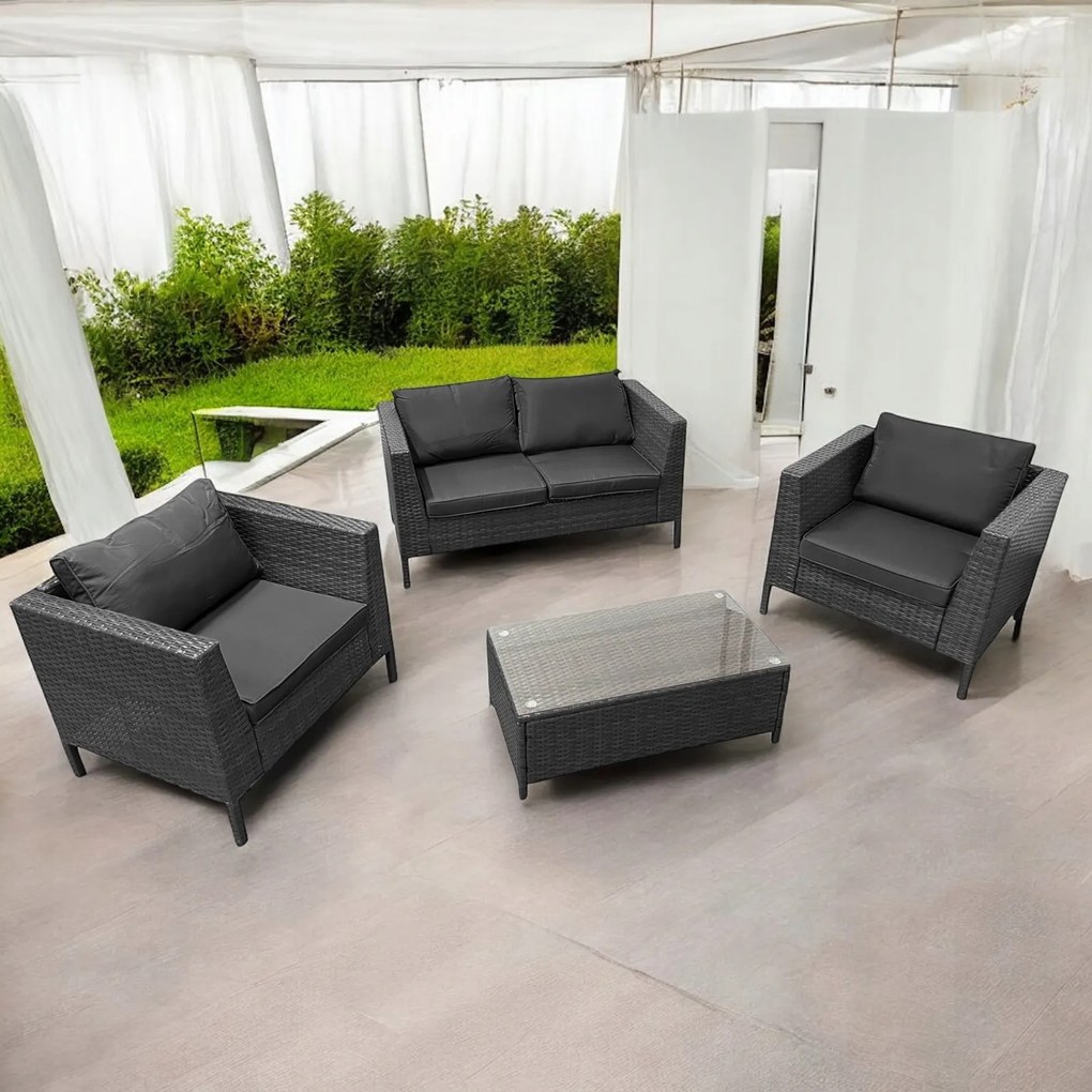 Zestaw mebli do ogrodu Breza, kolor szary, poduszki szare