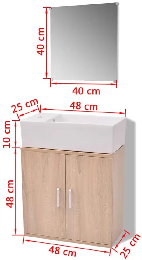 Beżowy 3-elementowy zestaw do łazienki z umywalką - Nyos 6X
