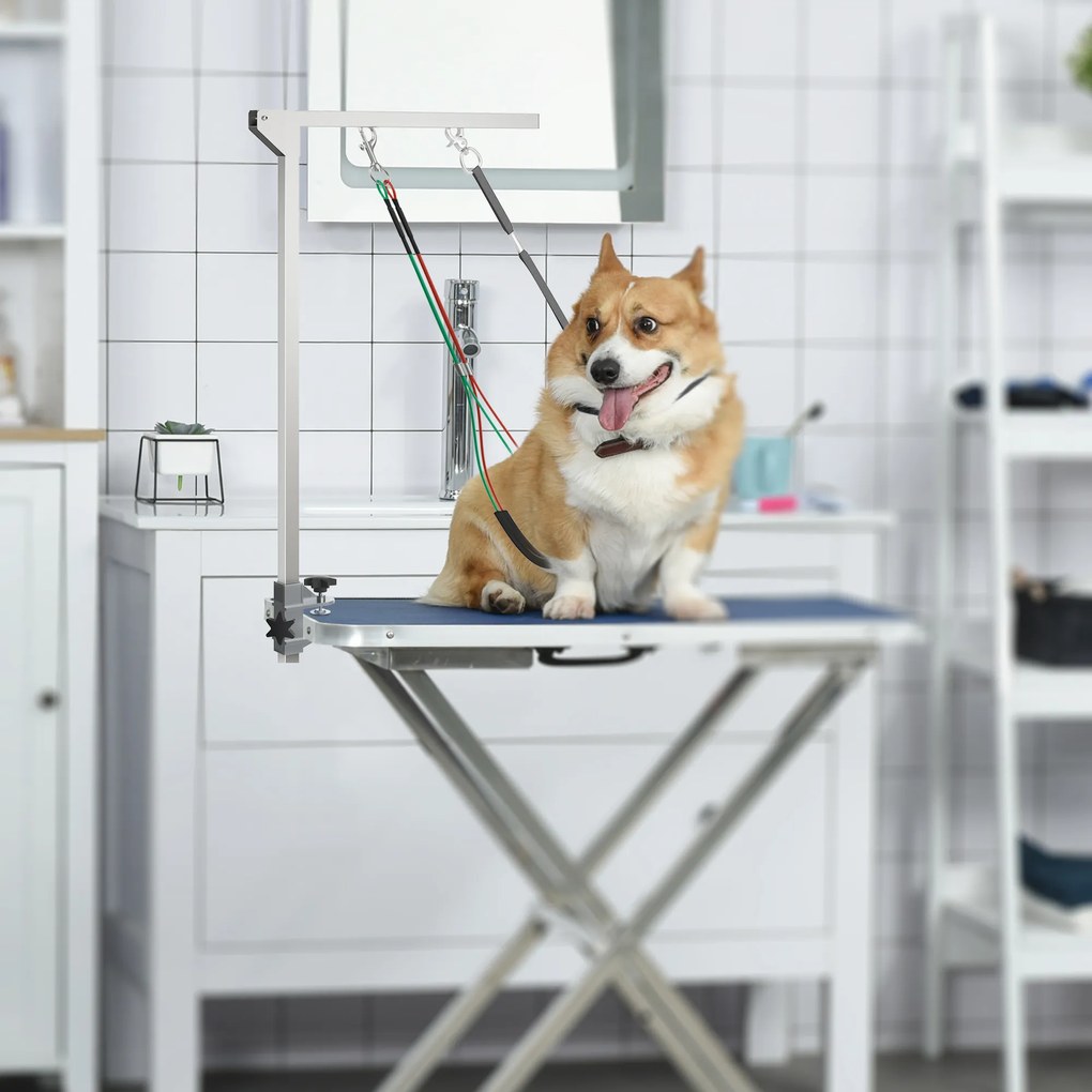 PawHut Ramię do strzyżenia zwierząt domowych, regulowane, 36 x 8 x 74 cm, Srebrny