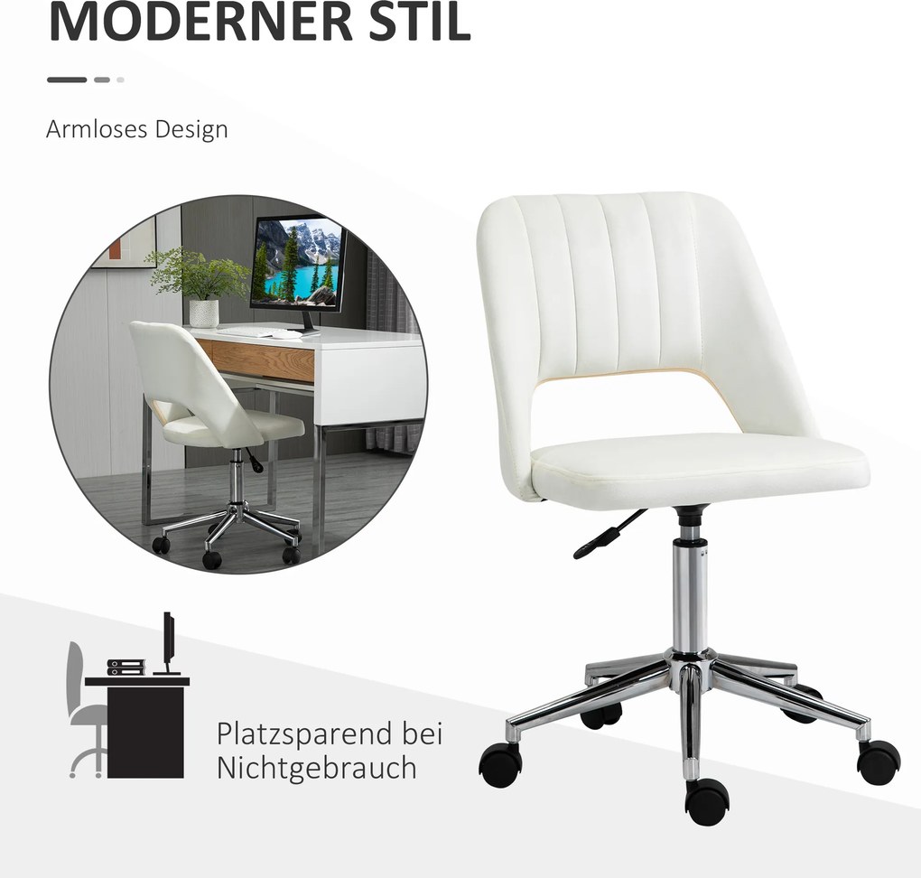 Vinsetto Krzesło Biurowe Obrotowe Kształt Muszli Pielgrzyma Regulowane Aksamitnopodobny Poliester Beżowe | Aosom PL