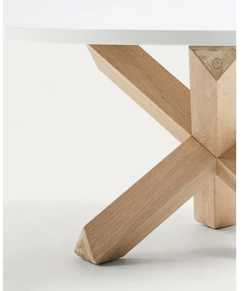 Biały/w naturalnym kolorze okrągły stolik z białym blatem ø 65 cm Lotus – Kave Home