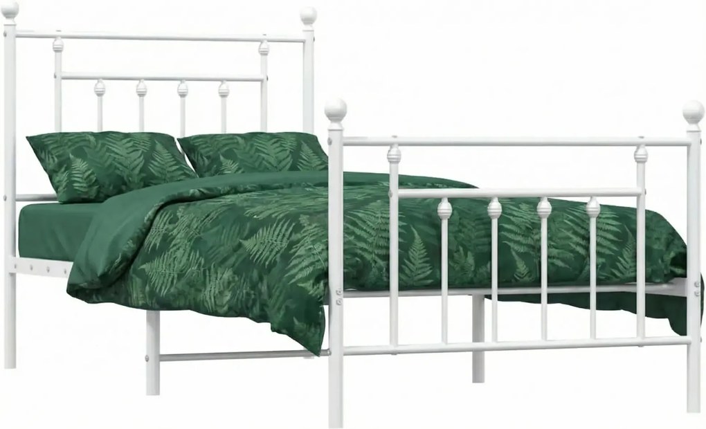 Białe pojedyncze łózko metalowe 90x200 cm H6-C48