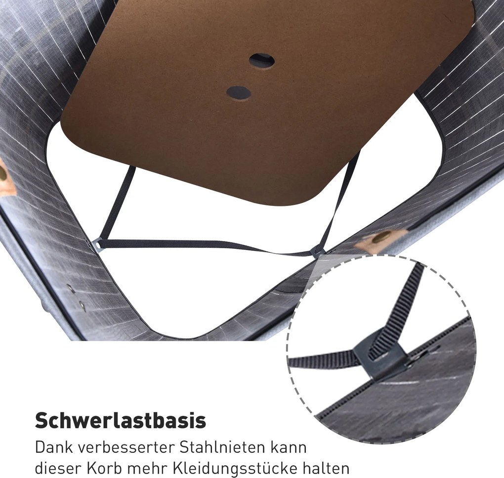 HOMCOM Elegancki kosz na pranie z bambusa 72L z pokrywą, Szary