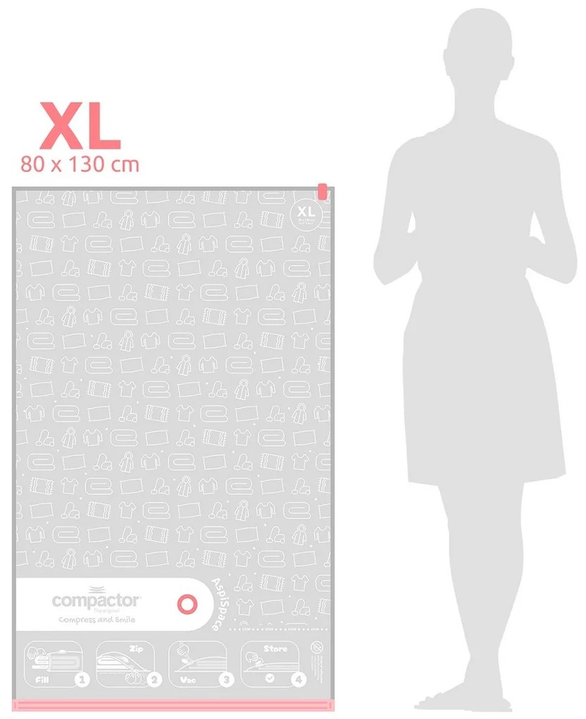 Zestaw worków do przechowywania próżniowegoCompactor Aspispace XL 6 szt., 140 l, 80 x 130 cm, 6 szt.