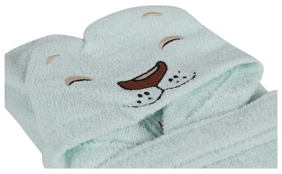 Miętowy bawełniany szlafrok dziecięcy w rozmiarze 1-2 lata Aslan – Foutastic