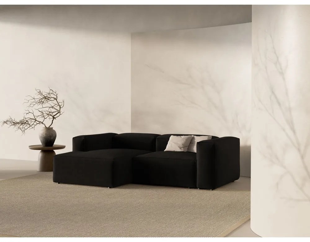 Czarny narożnik (lewostronny/z szezlongiem) Bergamo – Cosmopolitan Design