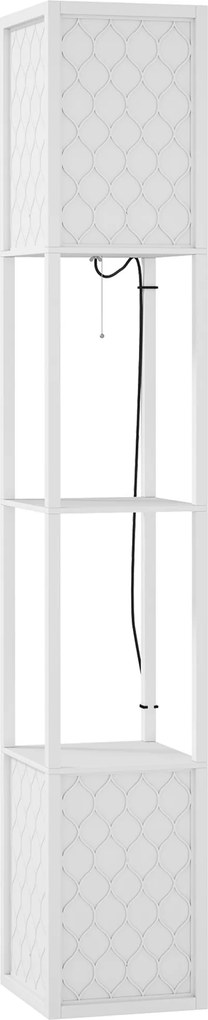 HOMCOM Lampa stojąca w nowoczesnym designie, 2 półki, łańcuszek włącznika, 26 cm x 26 cm x 156 cm, biały | Aosom PL