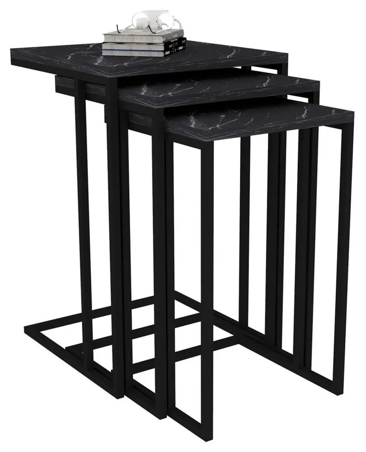 Stół składany Black Mermer, 3 szt.