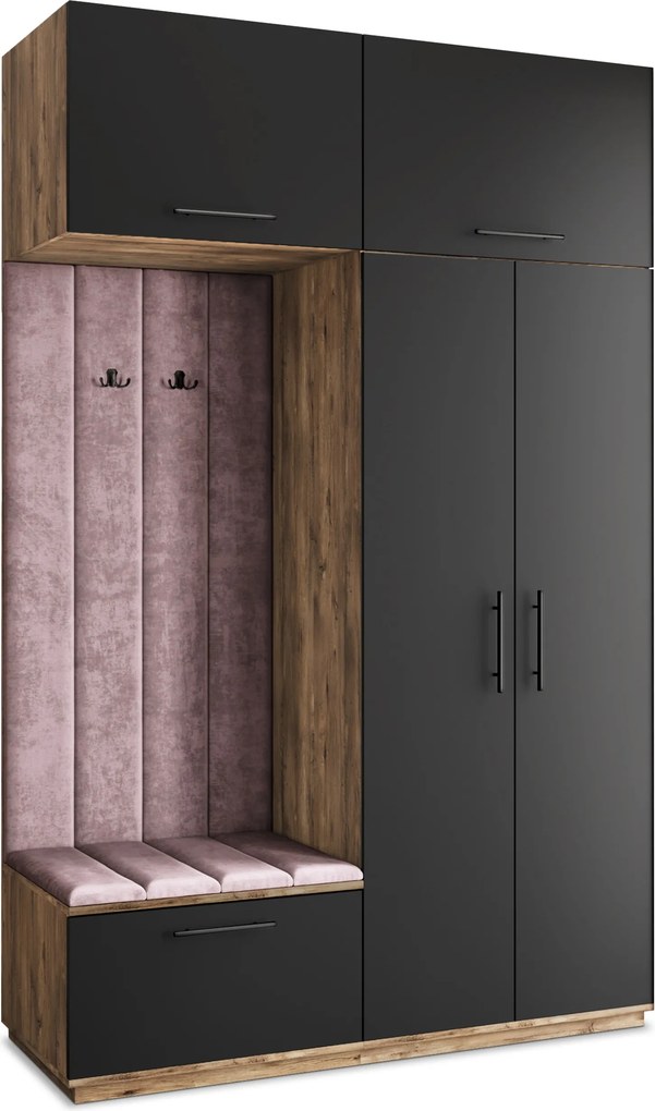 Masseno Garderoba REMA 150/240/60 cm Nowoczesna Szafa do Przedpokoju Dąb lefkas, MONOLITH 62 (Wrzosowy)