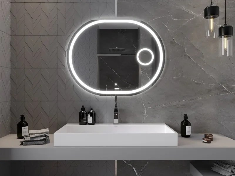 Mexen Umba lustro łazienkowe podświetlane z lusterkiem kosmetycznym 100 x 80 cm, LED 6000K, antypara - 9822-100-080-611-00