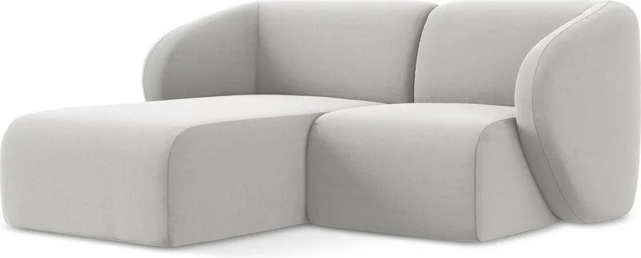 Jasnoszary aksamitny narożnik (lewostronny/z szezlongiem) Lani – Makamii