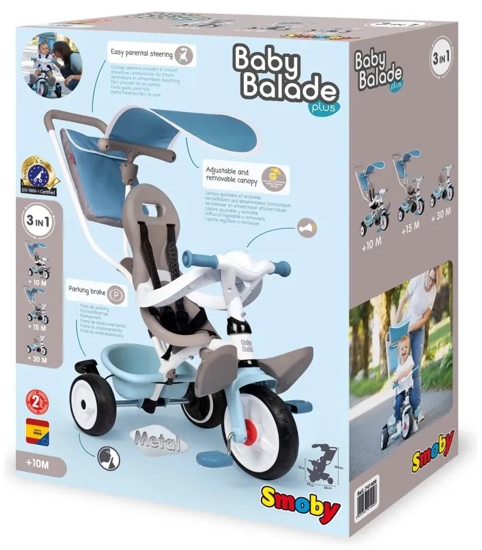 Smoby rowerek trójkołowy baby balade plus niebieski