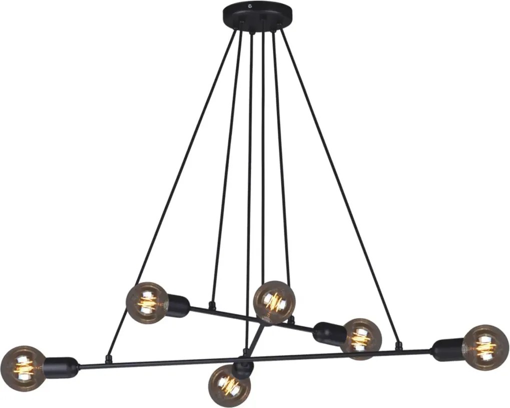 Czarna lampa wisząca 6-punktowa loftowa - 4X A728 G1-S10