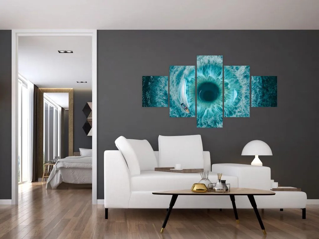 Obraz morza z łódką (125x70 cm)